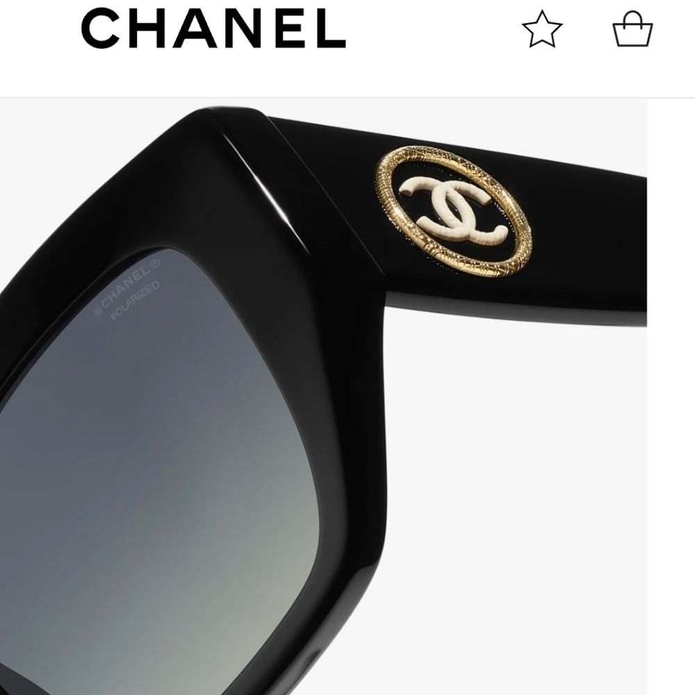CHANEL Sunglasses with Black Frame and Gold Accent